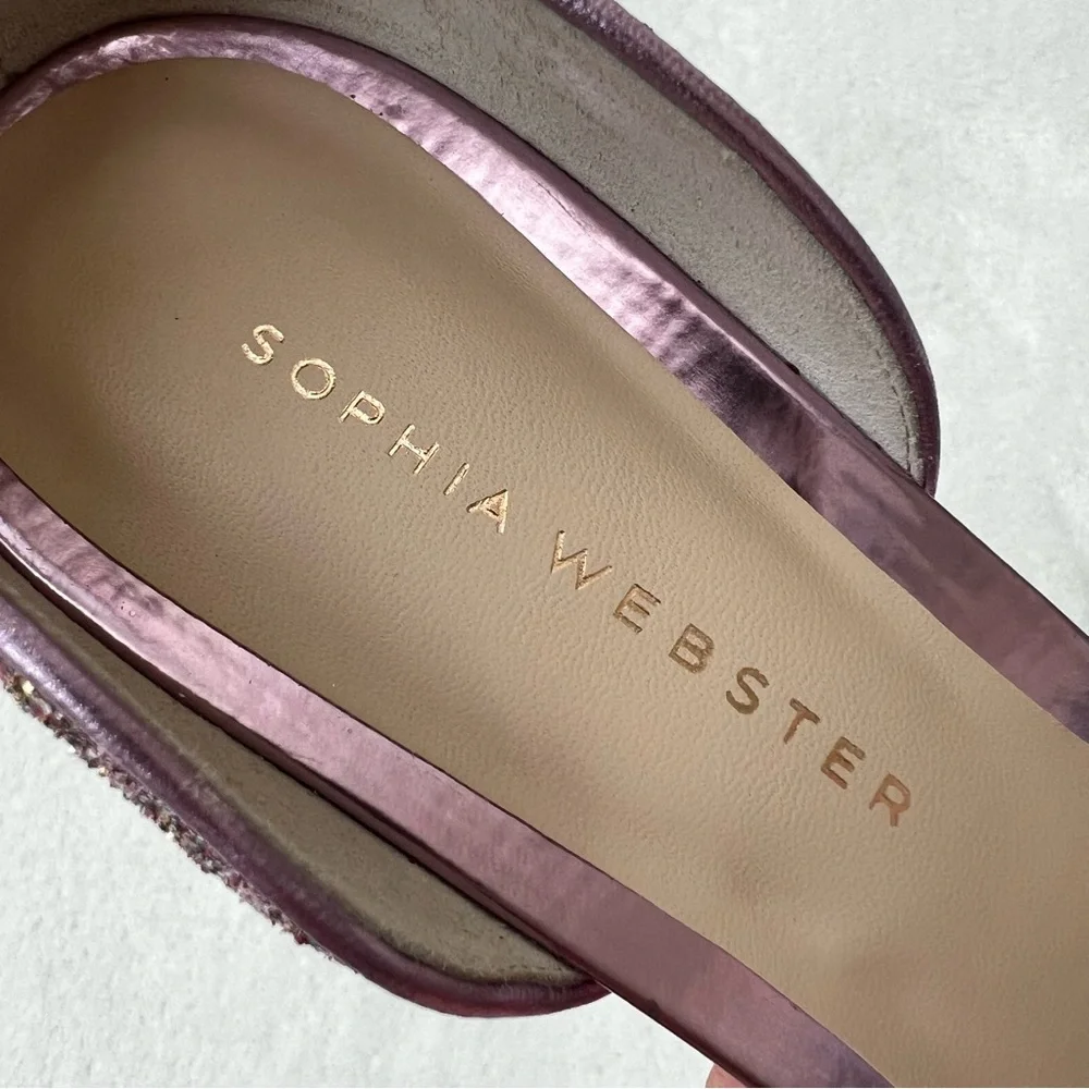 Sophia Webster Pink Glitter-Embellished Nicole Sandals Size 37.5